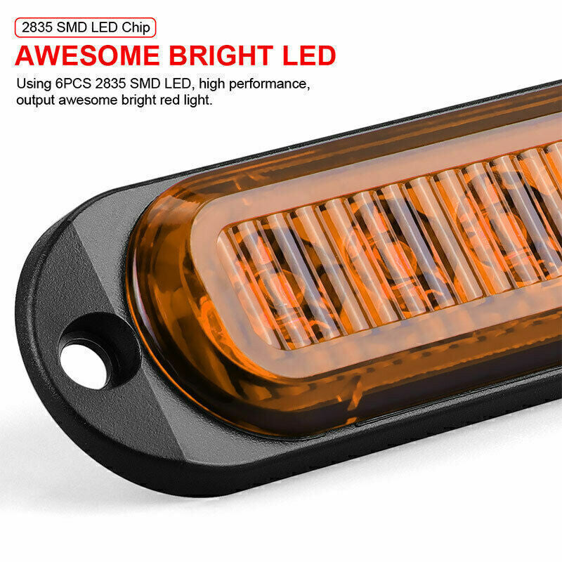 10X Yellow LED Trailer Truck Side Marker Lights 4LED Clearance Indicator 12-24V