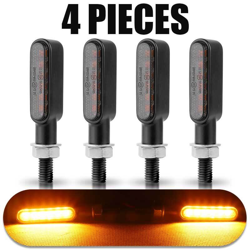 4X LED Motorcycle Turn Signal Indicator Amber Light E24 Universal for Mini Lamp