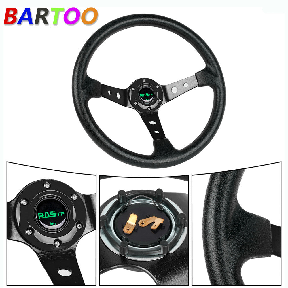 14 Universal Racing Steering Wheel Aluminum Drifting Deep Dish Black