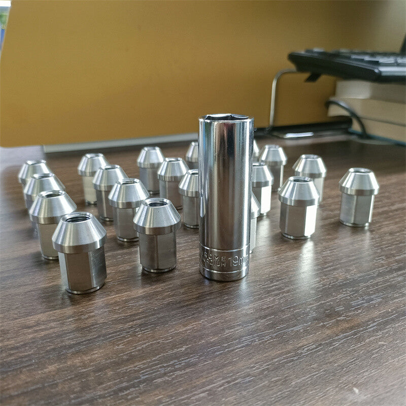 20pcs M121.5 Stainless Steel Wheel Nuts Lug Nuts Hex 19mm Length 35mm