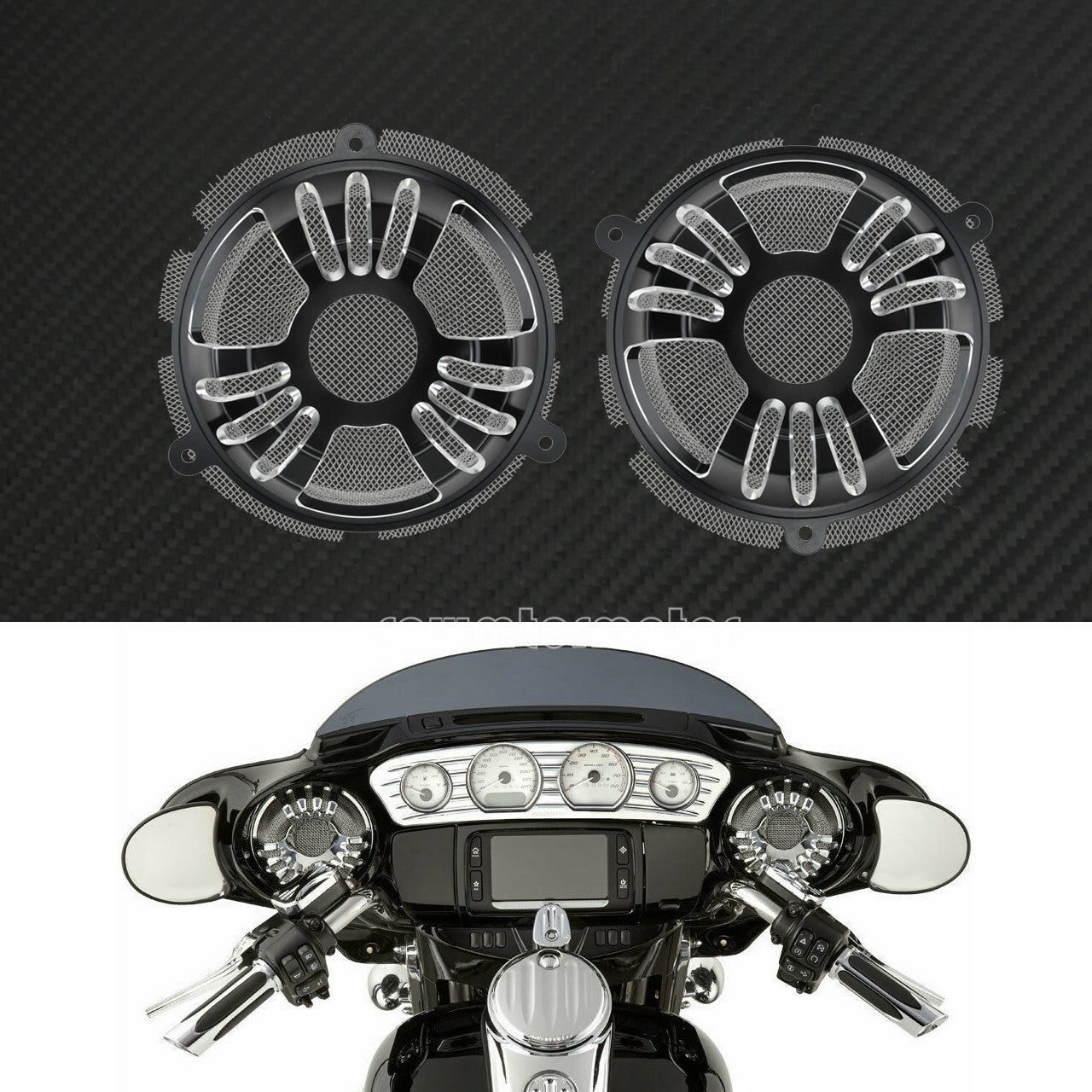 Front Speaker Grill Masks Cover Fit for Harley Touring FLHTKL CVO FLHX 2014-2019