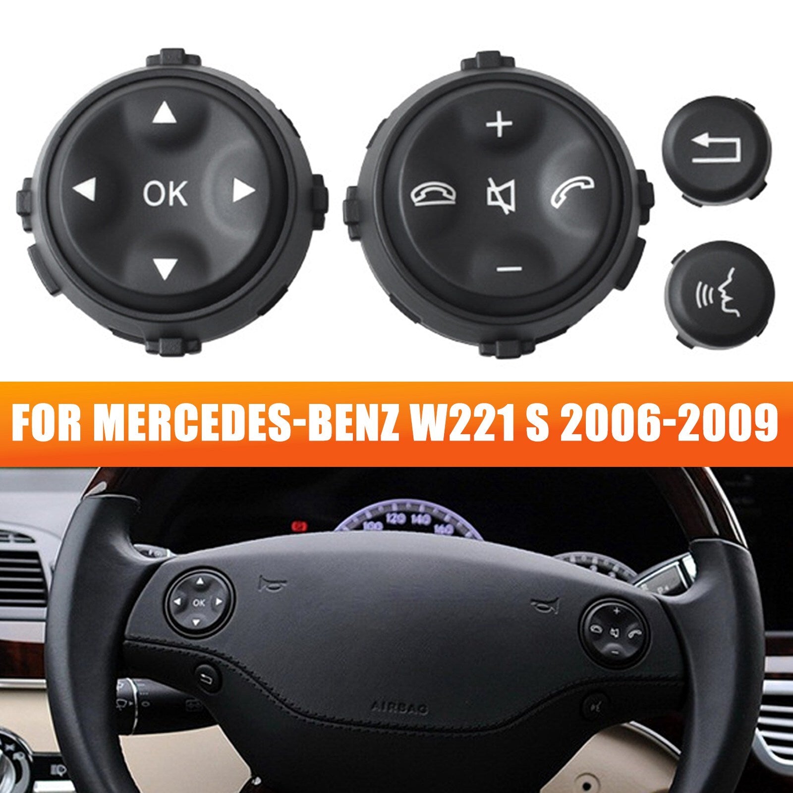 fit for Mercedes-Benz W221 S 2006-2009 Steering Wheel Switch Button Kit NEW