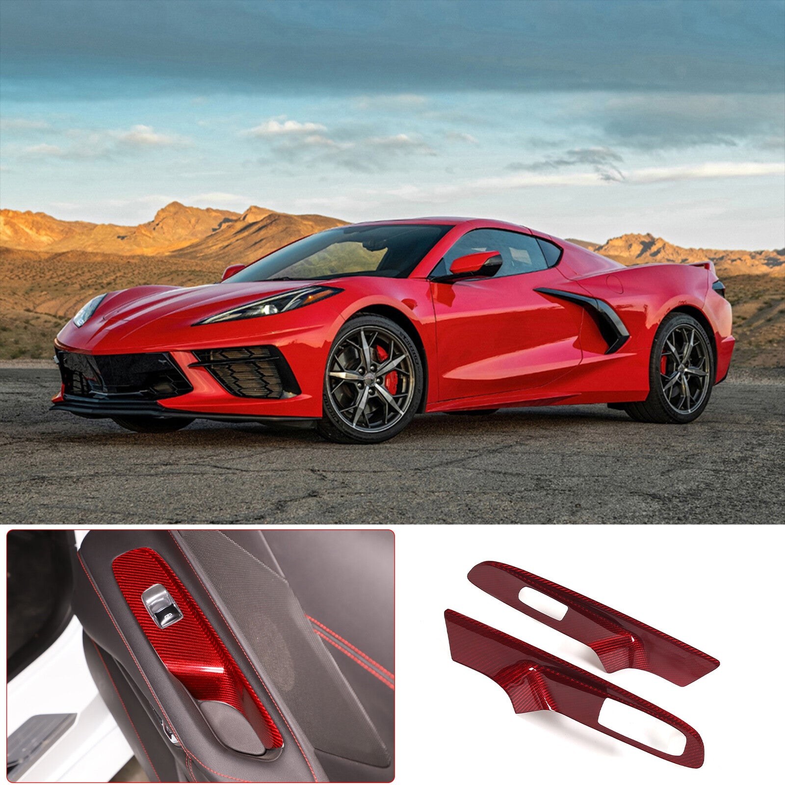 Genuine carbon fiber console cup holder cover for Corvette C7 2014-2019