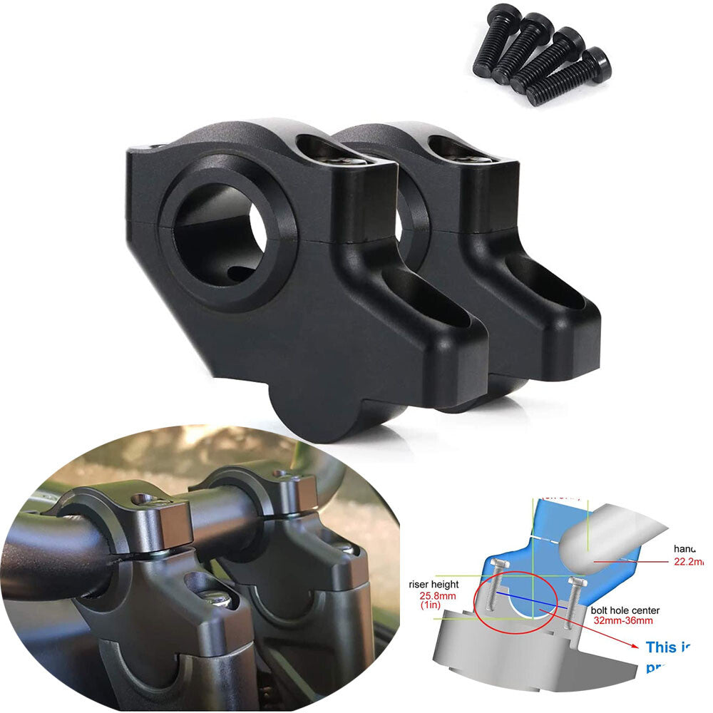 22mm 7/8 Handlebar Risers W/Clamps for Kawasaki 1000/600 ZX6R/10R