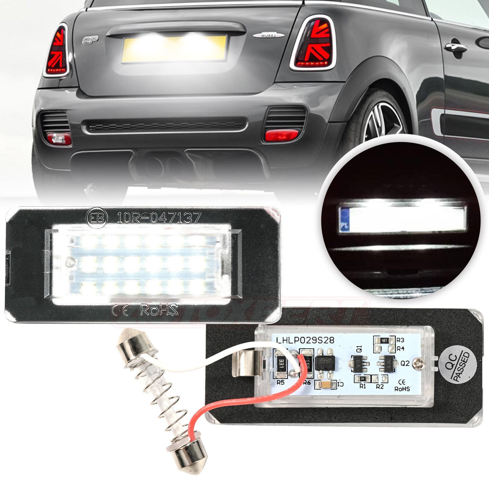 2 X LED License Plate Light for Mini Cooper R56 Xenon Number 6000K R57 R58 R59 S