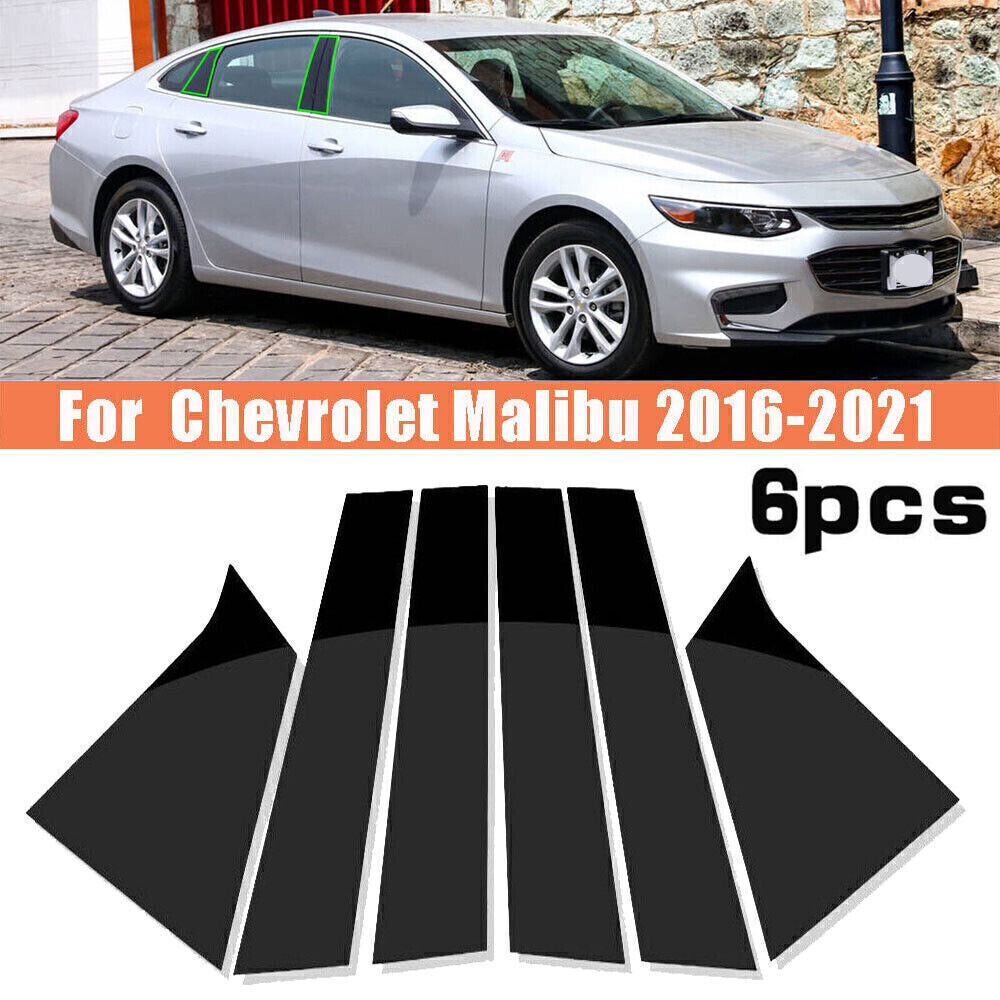 Piano Black Pillar Posts Door Window Molding Strip for Chevrolet Malibu 2016-21