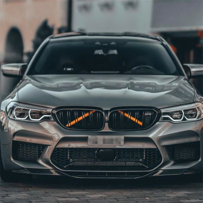 2x for BMW 5/6/7 Series G30 G32 G11 Orange Front V Brace Grill Trim Strips Cover