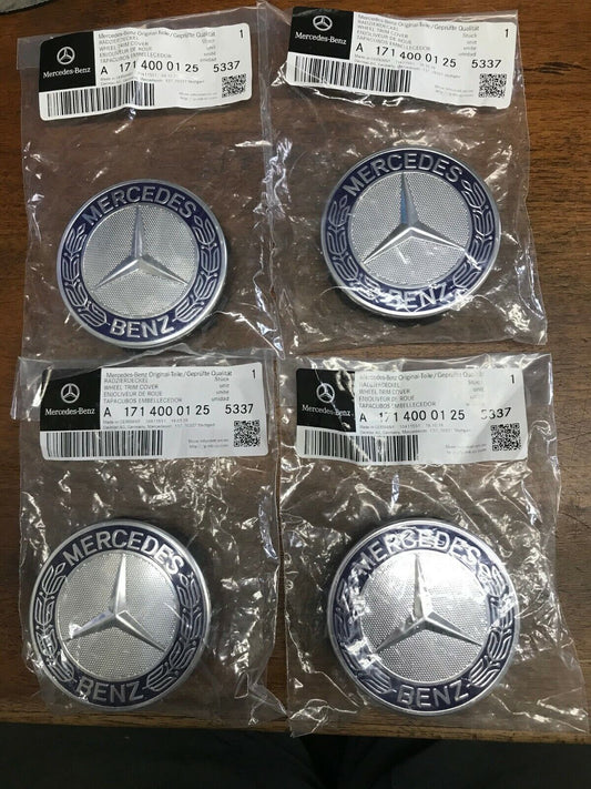 Equipment Manufacturer 4-Piece Set for Mercedes-Benz Royal Blue Center Hub Caps for Alloy Wheels