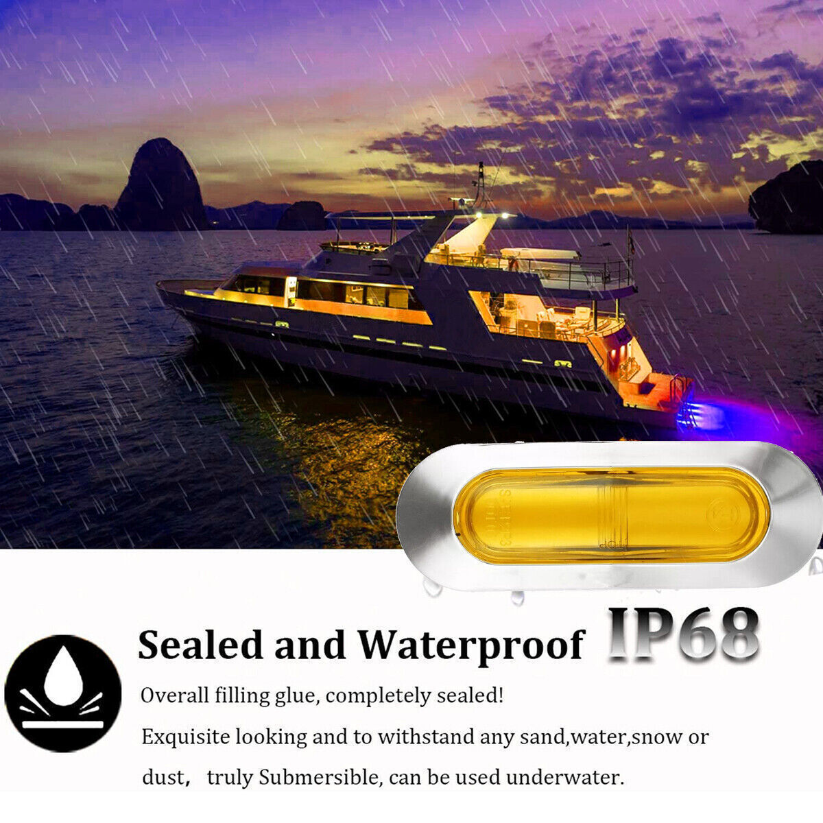 10pcs 4LED Oval Side Marker Lights Clearance Lights Waterproof For Truck Trailer