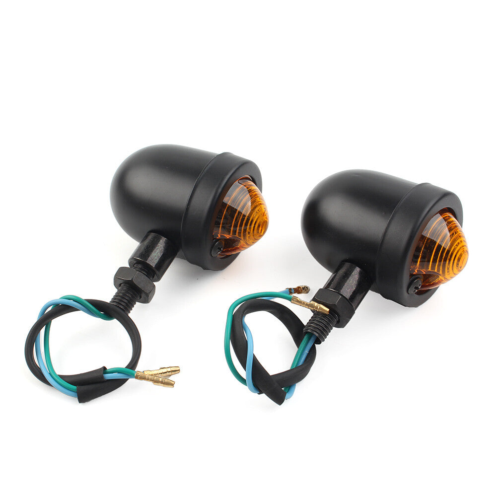 Black Motorcycle Turn Signal Lights for Harley Cafe Racer Bobber Chopper