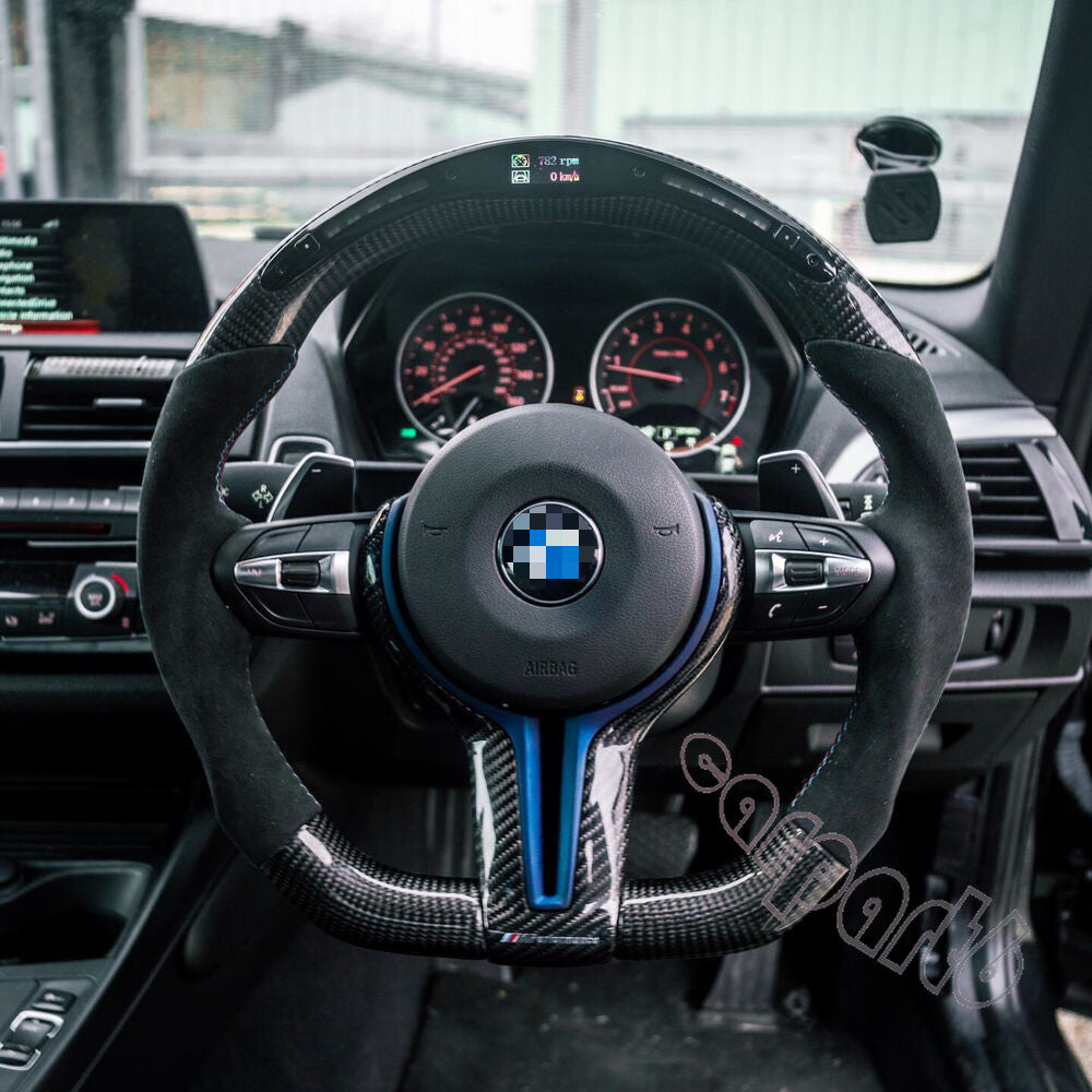 Heated Carbon Fiber Led Alcantara Steering Wheel for BMW M2 M3 M4 M5 M6 F80+Trim