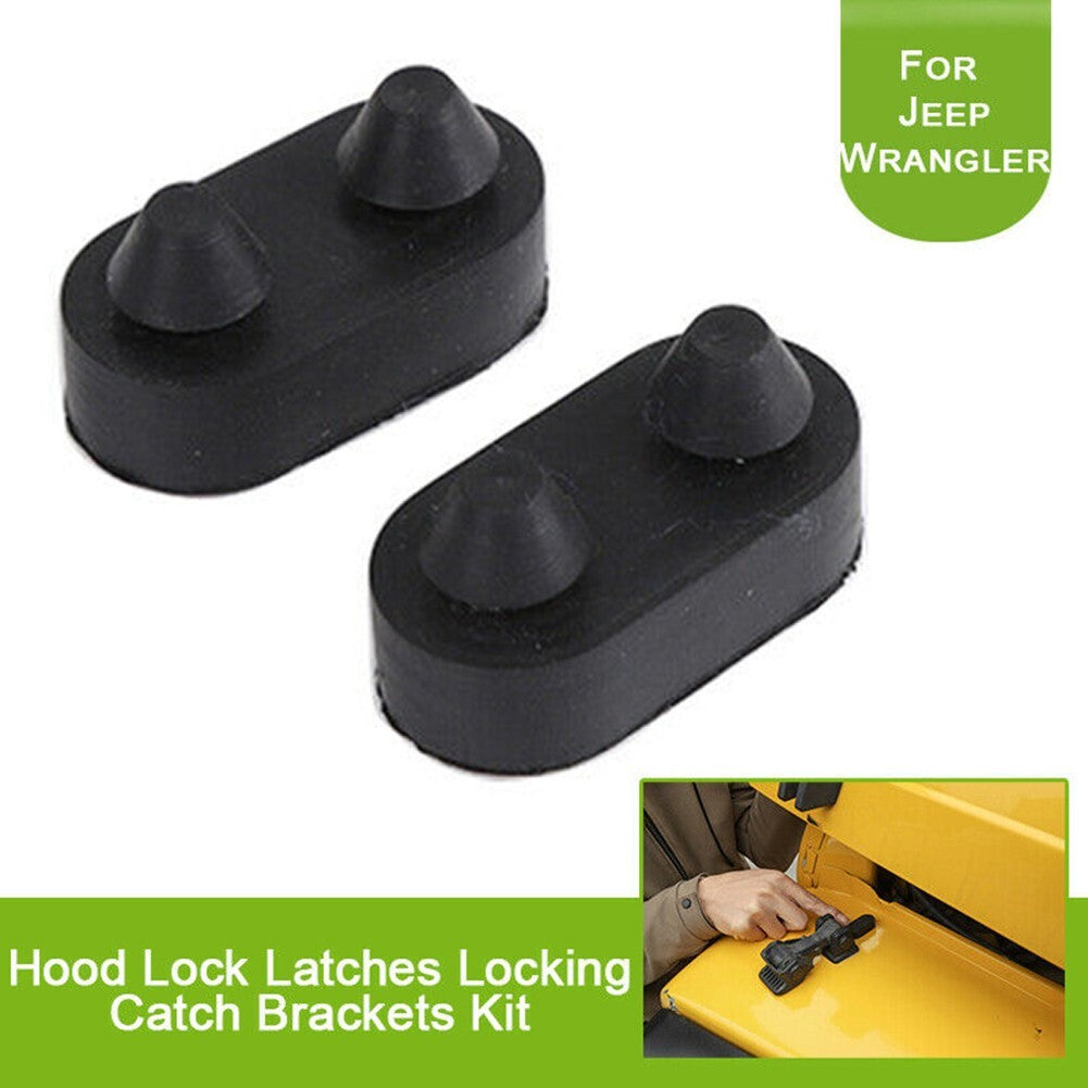 Hood Lock Latches Locking-Catch Brackets Kit for Jeep for Wrangler TJ 97-06 Rubber