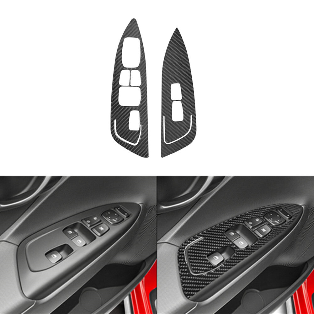 2-Pack Carbon Fiber Front Door Control Trim Covers for Hyundai for Veloster JS 2019-22
