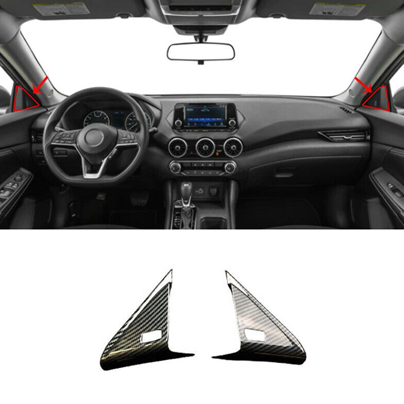 for Nissan Sentra Sylphy 2020-2022 Carbon Fiber Front Triangle A-Pillar Cover