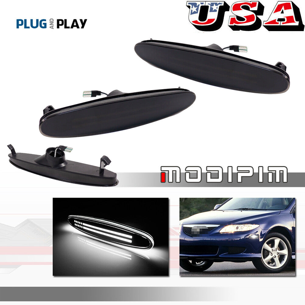 Suitable for 03-08 Mazd for A6,Mazdaspeed6, GG1, GY1 Smoked White LED Side Marker Lights