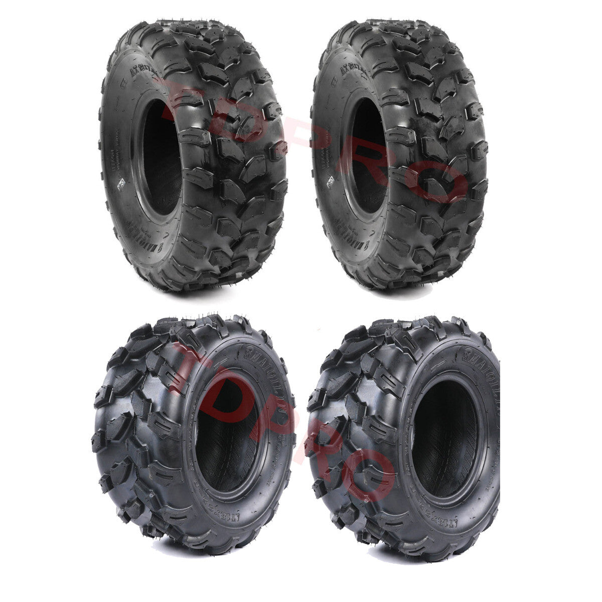 4-piece set of 19x7x8, 19x7-8, 18x9.5-8, and 18x9.50-8 all-terrain tires suitable for Suzuki LT80 4WD vehicles.