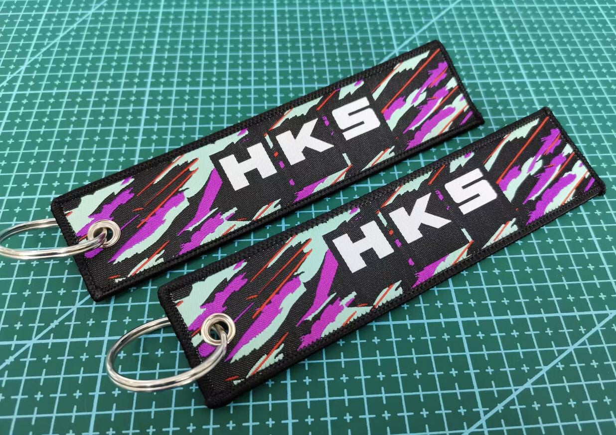 Car keychain/key ring embroidered nylon car accessories HKS black suitable for Nissan