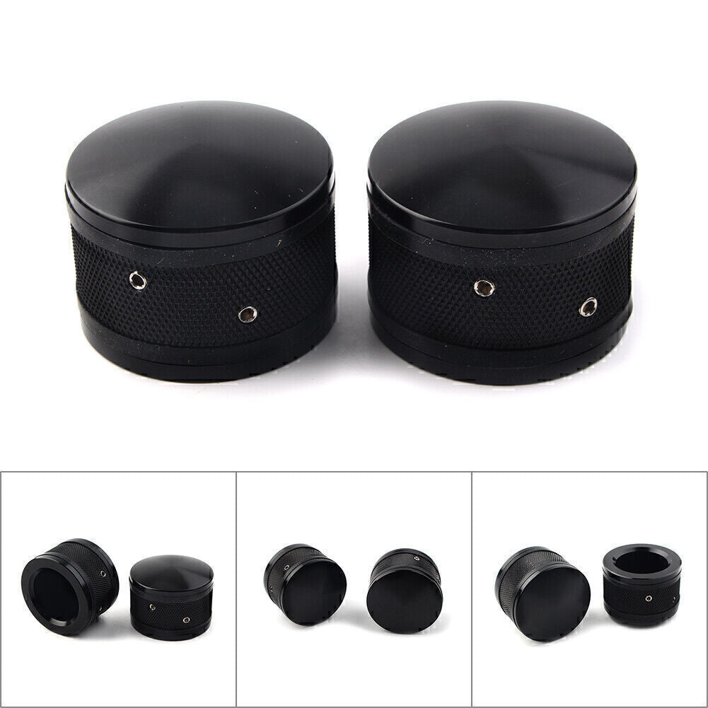 for Harley Sportster Softail Road King CNC Front Axle Nut Cover Cap Black 2pcs