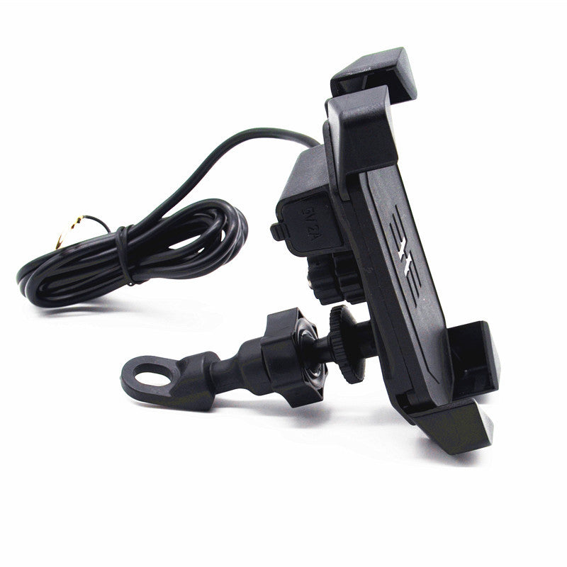 Motorcycle Handlebar Telescopic Clamp Phone Holder Mount 2.1A USB Charging Por