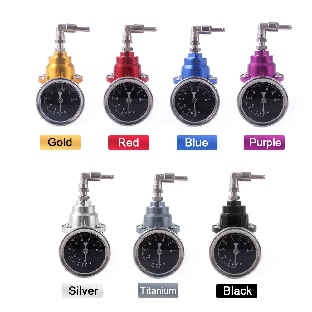 Black Universal Adjustable Car Fuel Pressure Regulator with Oil Gauge Kit