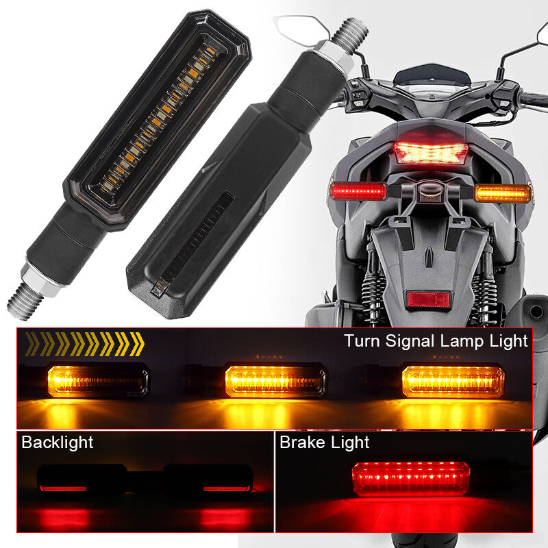 2X LED Rear Motorcycle Turn Signals Brake Indicator Amber+Red Blinker Light 12V