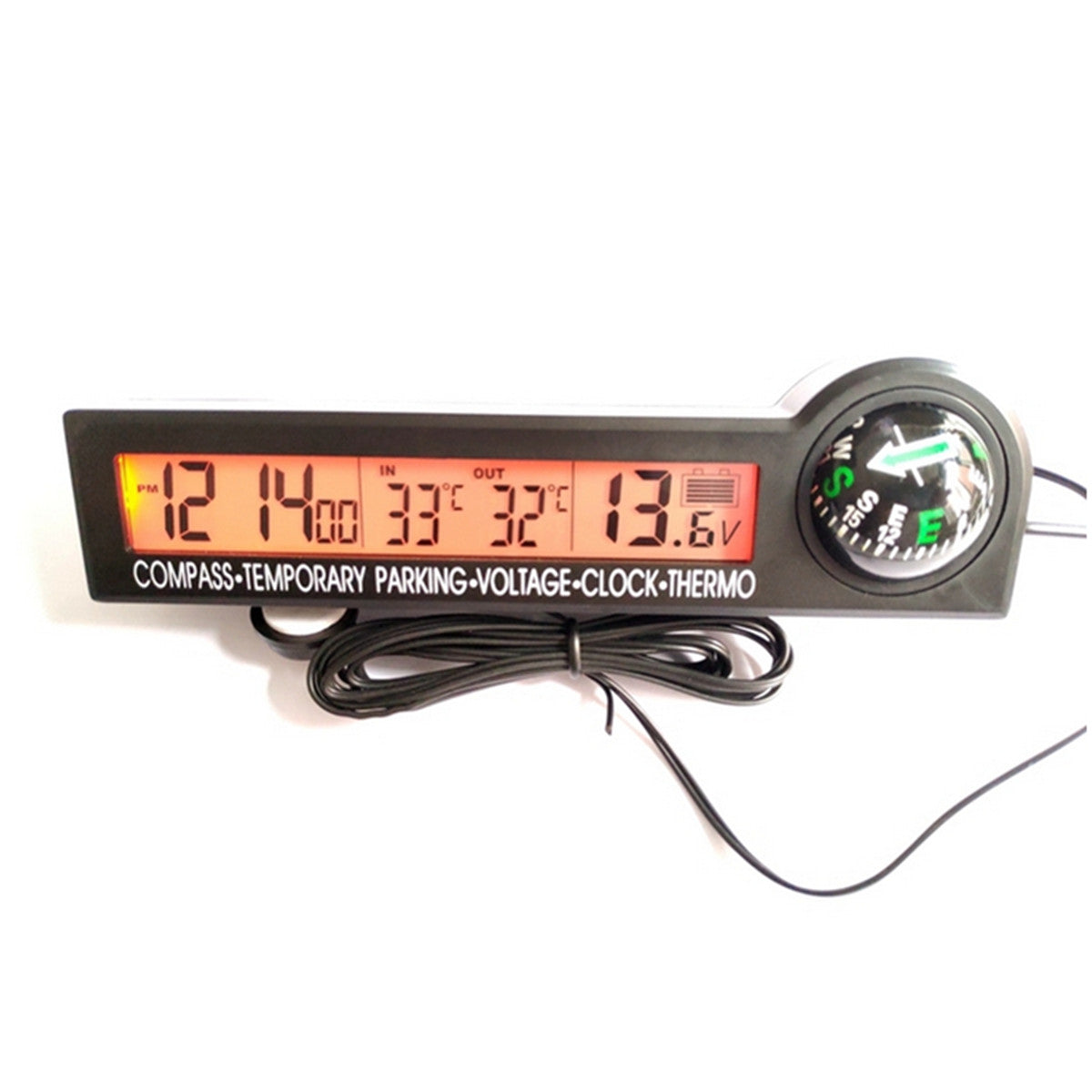 Digital Clock Compass Thermometer Outdoor Temperature Meter For Car Truck Dash