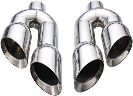 Pair 80mm 3'' ID Exhaust Tip Dual Exhaust Tips Slant Tailpipe 4 OD 16 Length