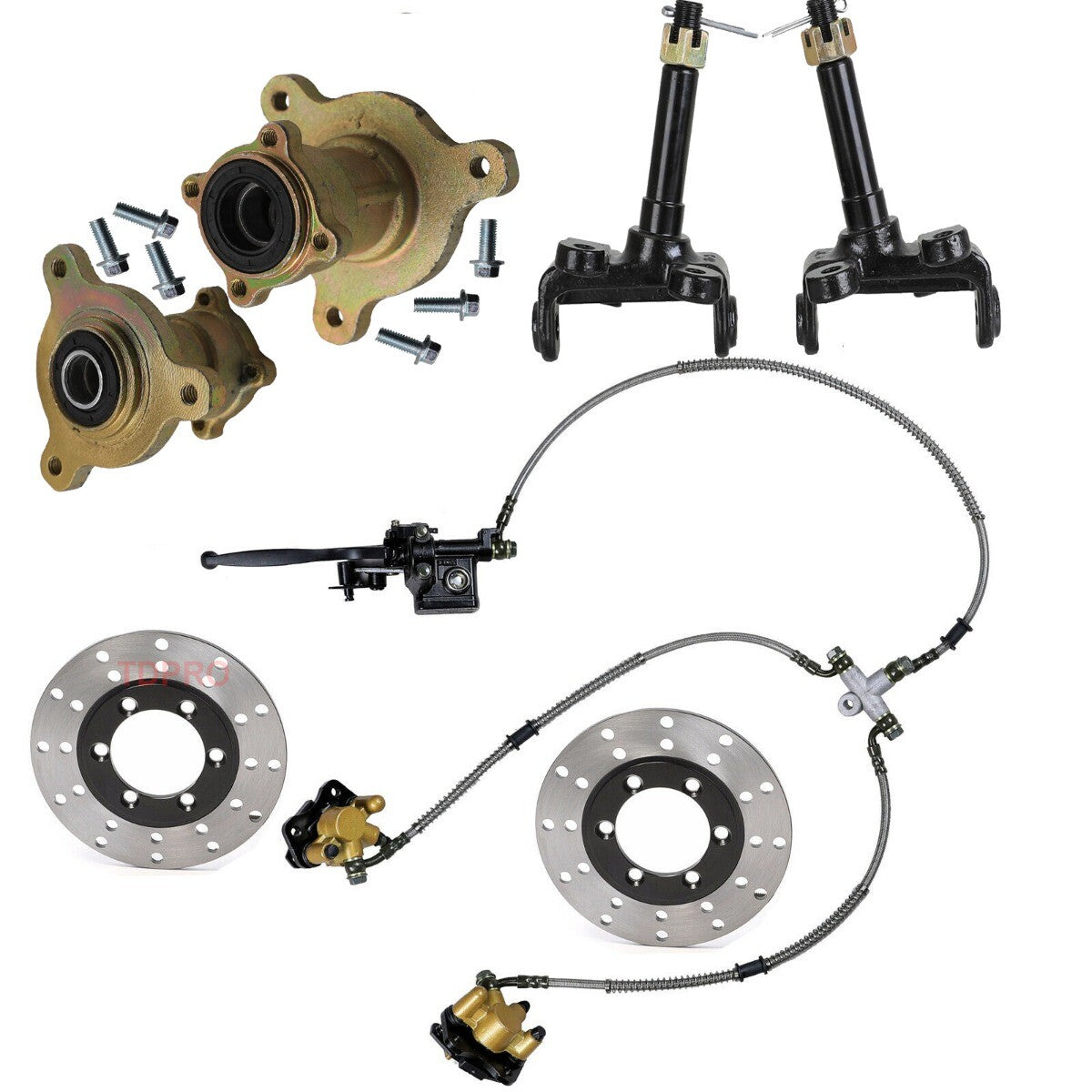 Front Disc Brake Caliper 3 Stud Wheel Hub Steering Knuckle ATV Quad Gokart Buggy