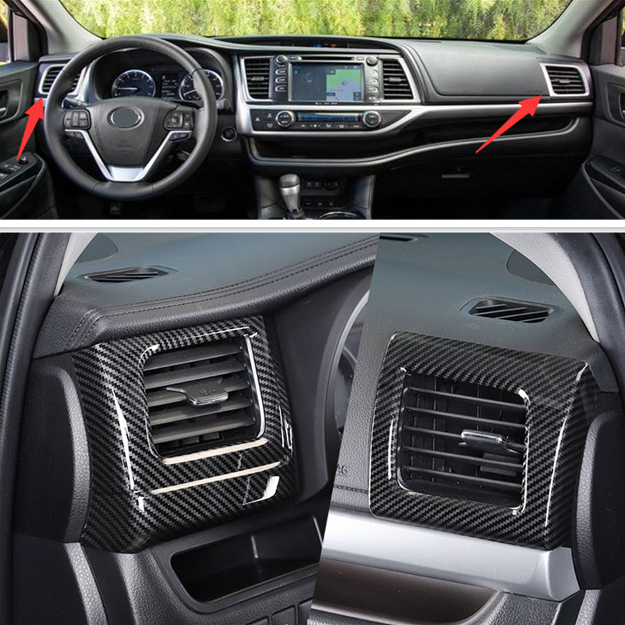 for Toyota Highlander 2017-2019 Carbon Fiber Dashboard Side Air Vent Cover Trim