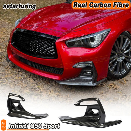 for Infiniti Q50 Sport 2018-2020 REAL Carbon Fiber Fog Light Cover Grill Bezel