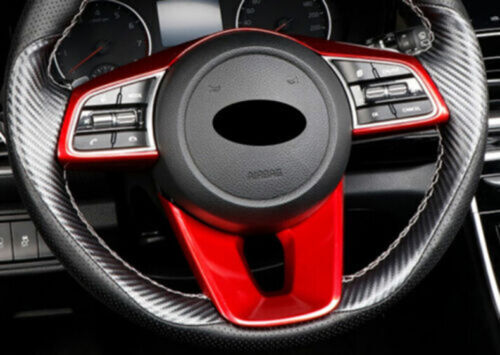 for Kia Seltos 2020-2023 Red ABS Inner Steering Wheel button Frame Cover Trim 2