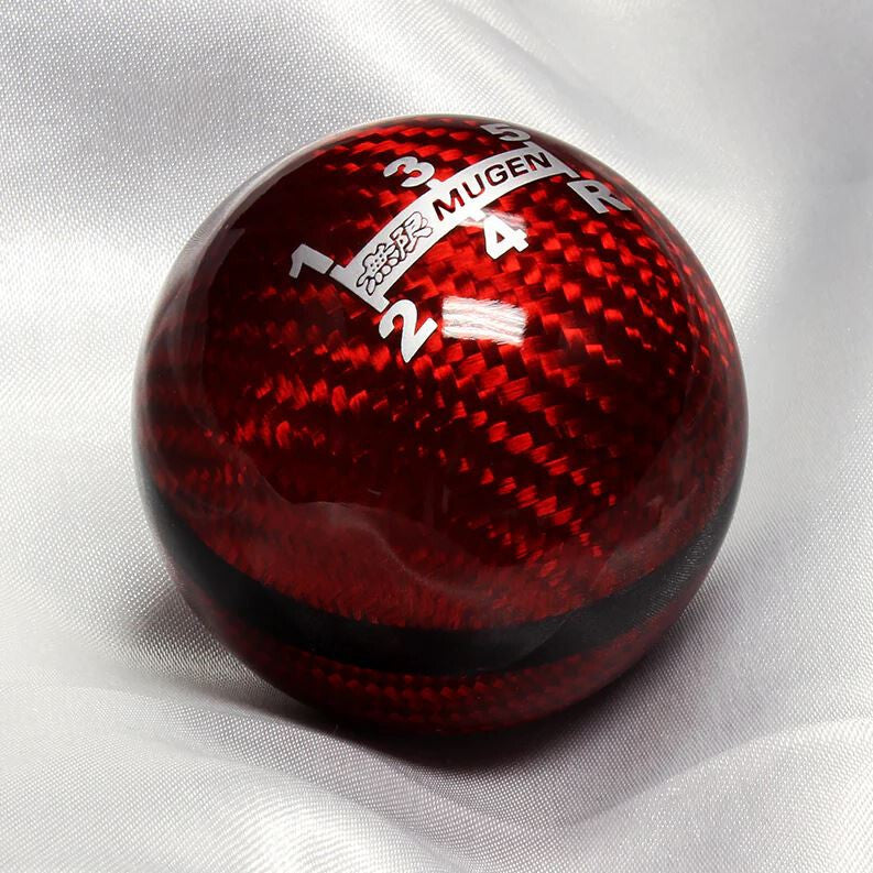 Car Shift Knob 5-speed Mugen Red Carbon Fiber 1.50 Thread Pattern for Mazda