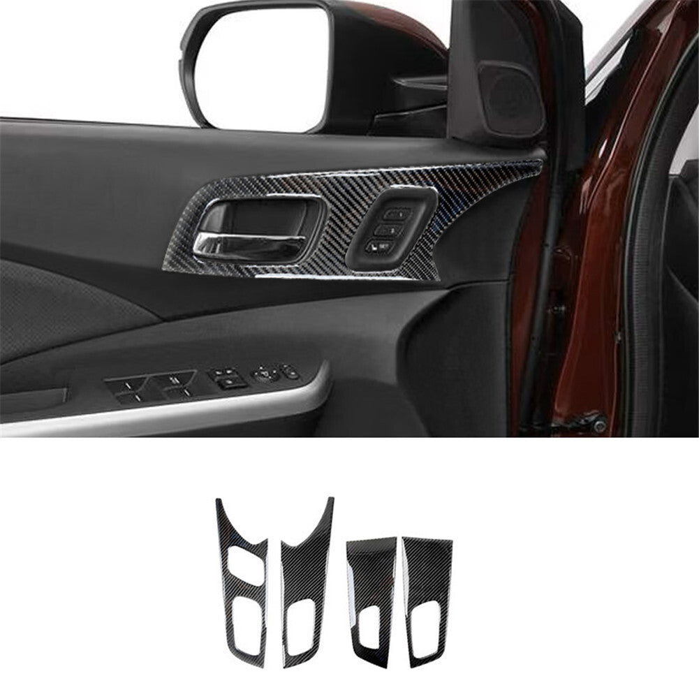 4Pcs Carbon Fiber Interior Door Handle Cover Trim for Honda CRV CR-V 2015-2016
