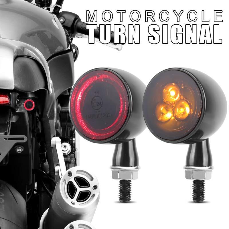 2X Amber+Red LED Motorcycle Rear Tail Brake Turn Signals Light Indicator Lamp