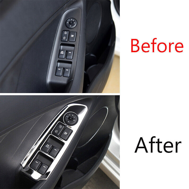 Glass Window Lifting Lock Panel Trim 4 for Kia K3 Forte 2014-2018 Chrome Steel