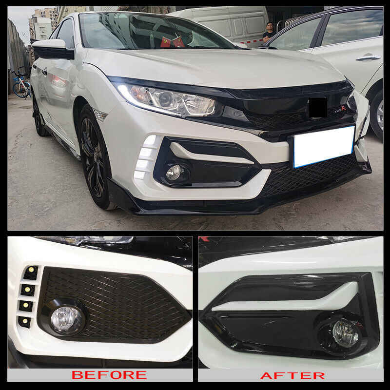 for Honda for Civic Hatchback 2016-2021 Matte Black Front Fog Light Lamp Frame Cover