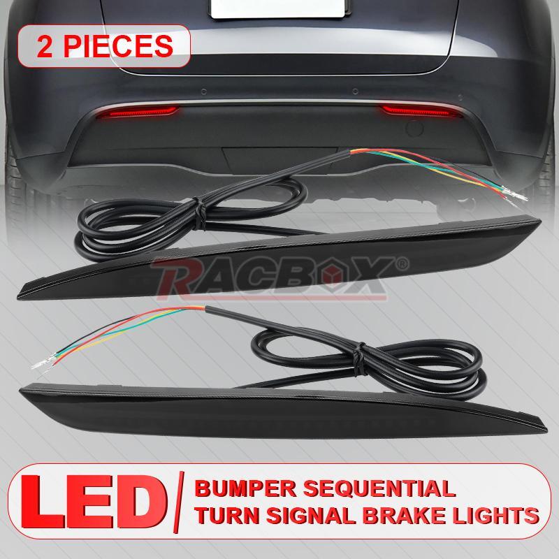 Smoked LED Bumper Reflector Lights Tail/Brake/Signal for Tesla for Model Y 2020-2023
