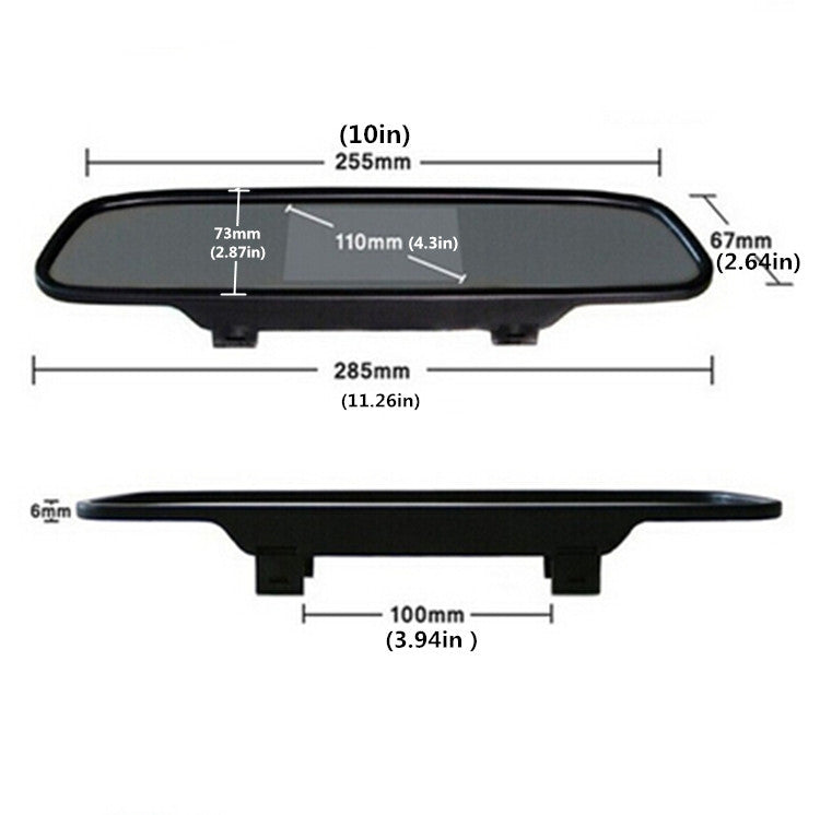 Car 4.3 Mirror Color LCD Screen Display Reverse Parking Camera Rearview Monitor