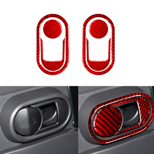 6X Red Carbon Fiber Rear Door Handle Inner Cover Trim for Jeep for Wrangler 2007-10