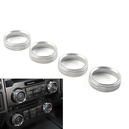 Air Conditioner Switch Button Ring Knob Trim Fit for Ford F150 XLT 2015-2020 Silver