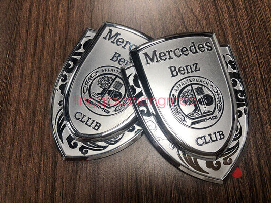 Silver AFFALTERBACH Club badge on the rear trunk lid of the car body - suitable for Mercedes-Benz