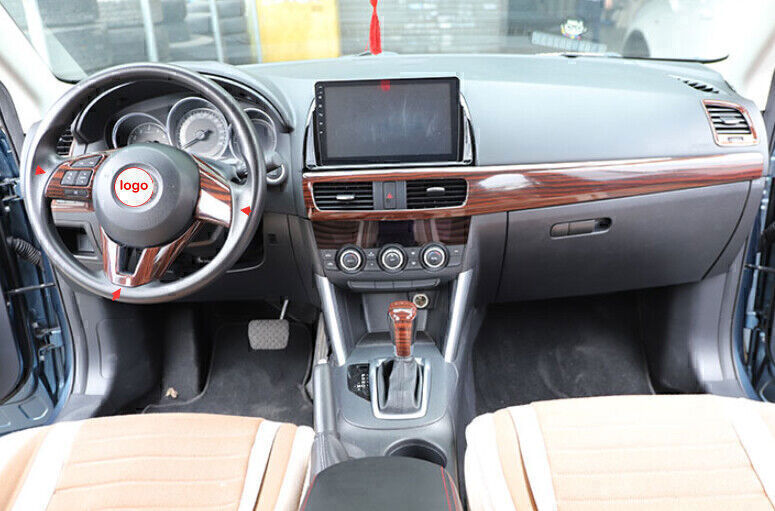 for Mazda CX-5 2013-15 Red Wood Grain Steering Wheel Control Frame Cover Trim 3X