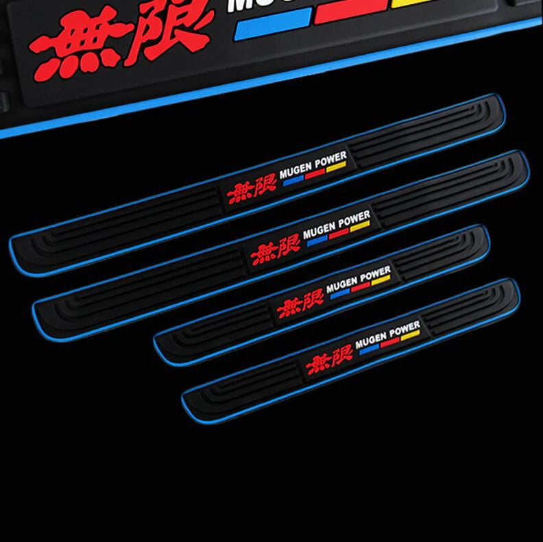 Car door and window protection stickers, badges, strips, Mugan blue and black, suitable for Toyota .