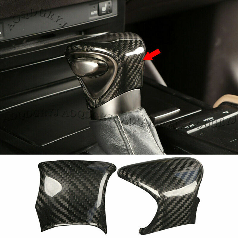 2Pcs Real Carbon Fiber Gear Shift Knob Cover Trim for Lexus ES350/300h 2019-2022