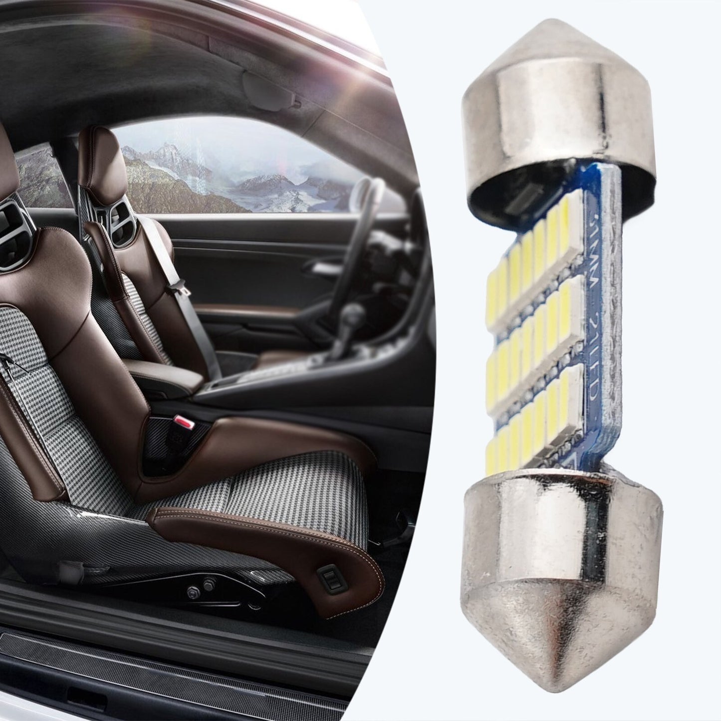 0.11A/31mm Automotive LED Dome Light Reading Light Double Tip 21SMD License Plate Light