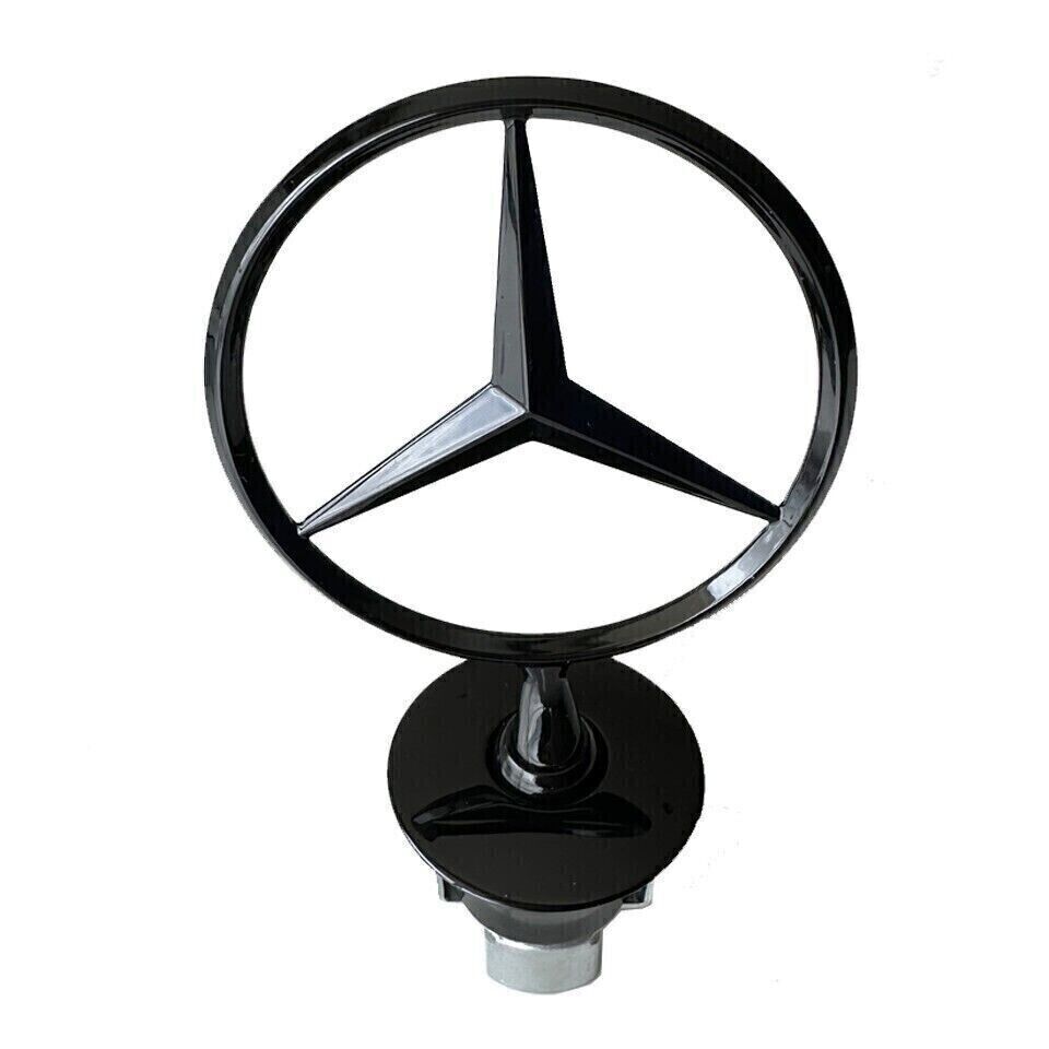 Front grille trim with glossy black star-shaped upright logo for Mercedes-Benz