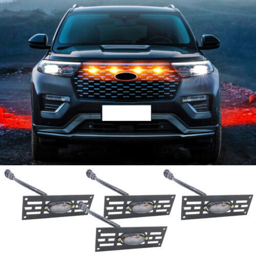 for Ford Explorer 2020-24 smoke LED Front Grille Marker Running Light Lamp Decor