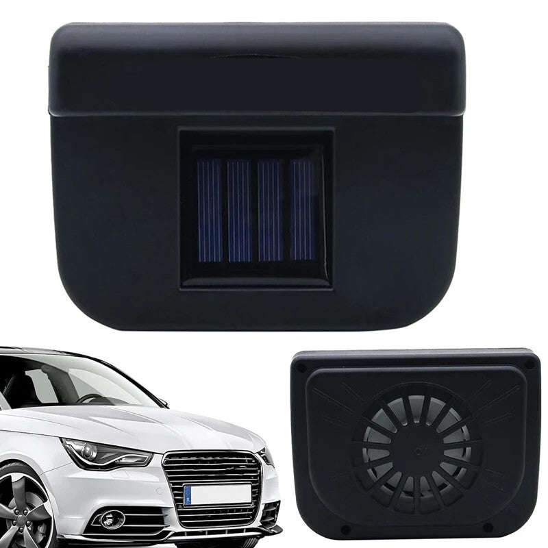 Black Car Solar Powered Window Ventilation Fan Vent Cooling Air Circulator Tool