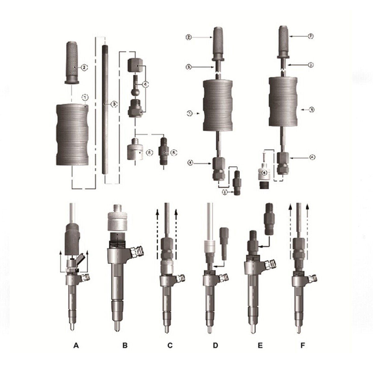 14-piece set of diesel injector extractor remover and common rail adapter puller slide weight