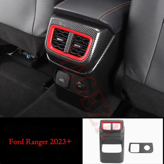 for Ford Ranger 2023-2024 Carbon Fibe Rear for Seat Air Outlet Anti-Kick Panel Cover